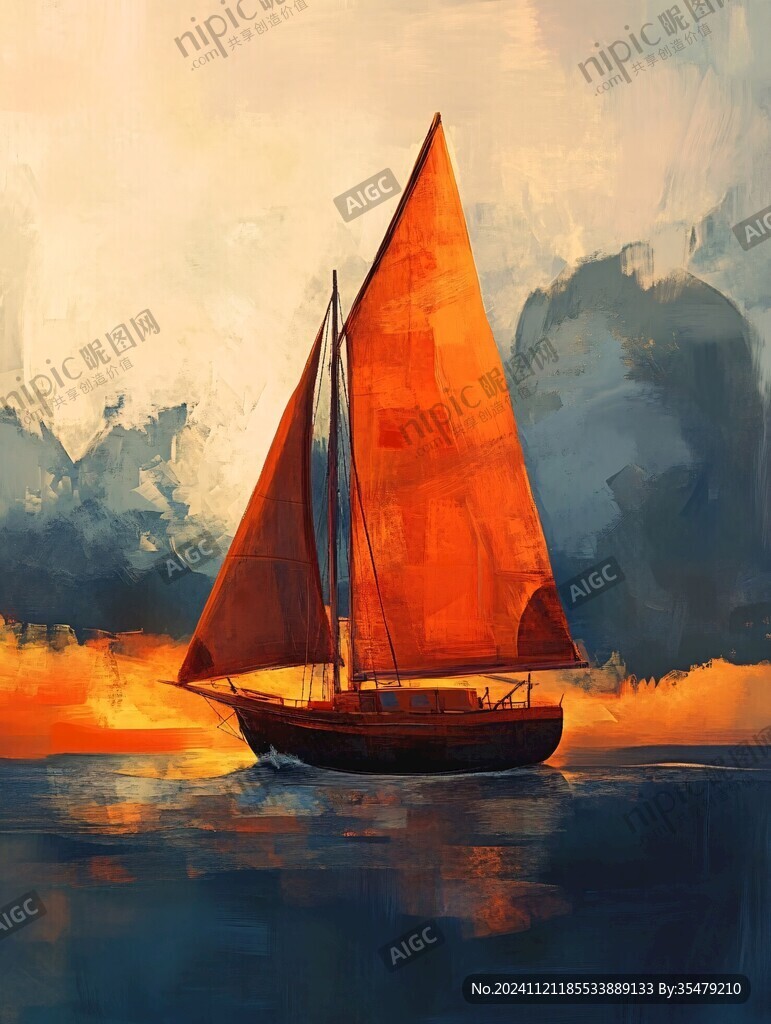 帆船插畫
