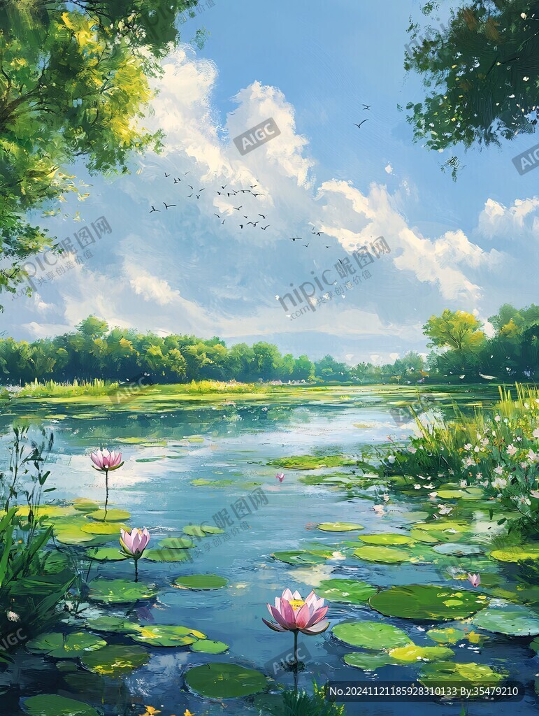 荷塘風(fēng)景畫