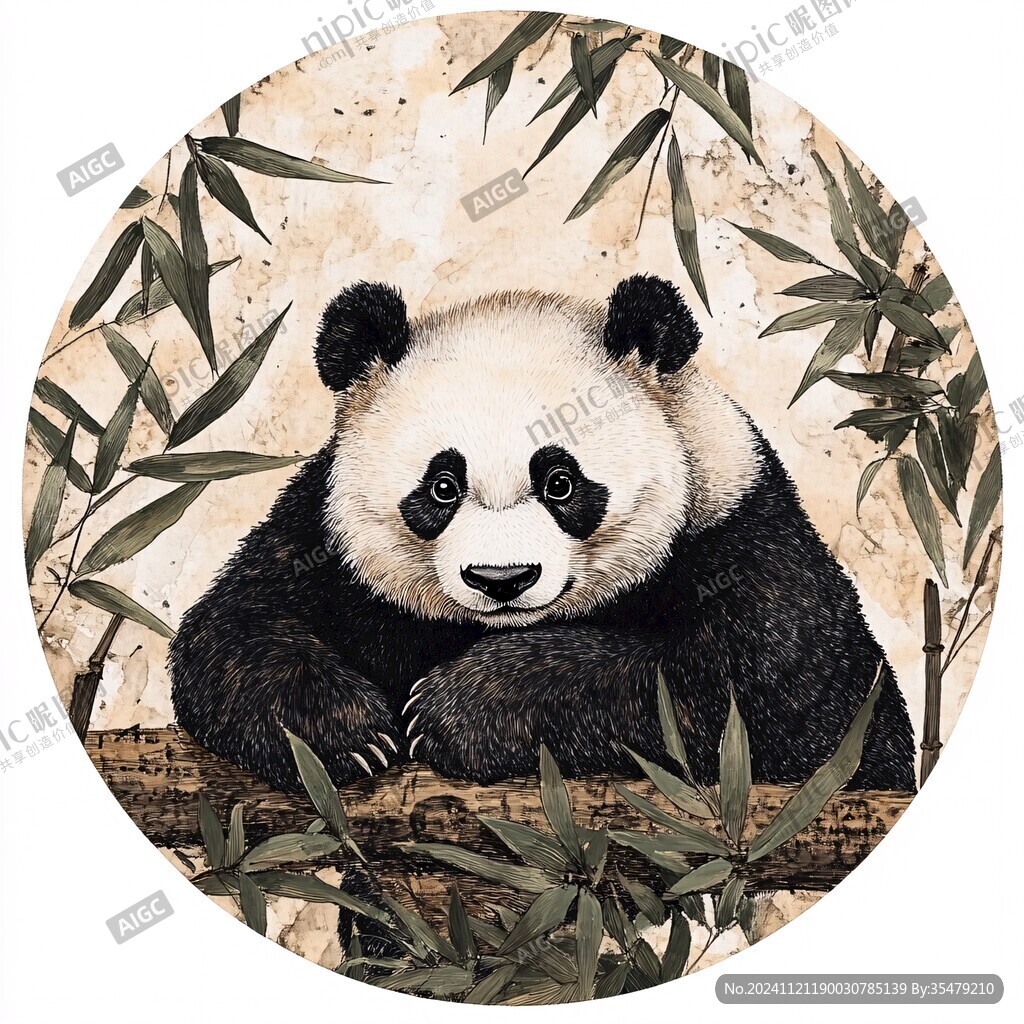 珍稀動物熊貓插畫