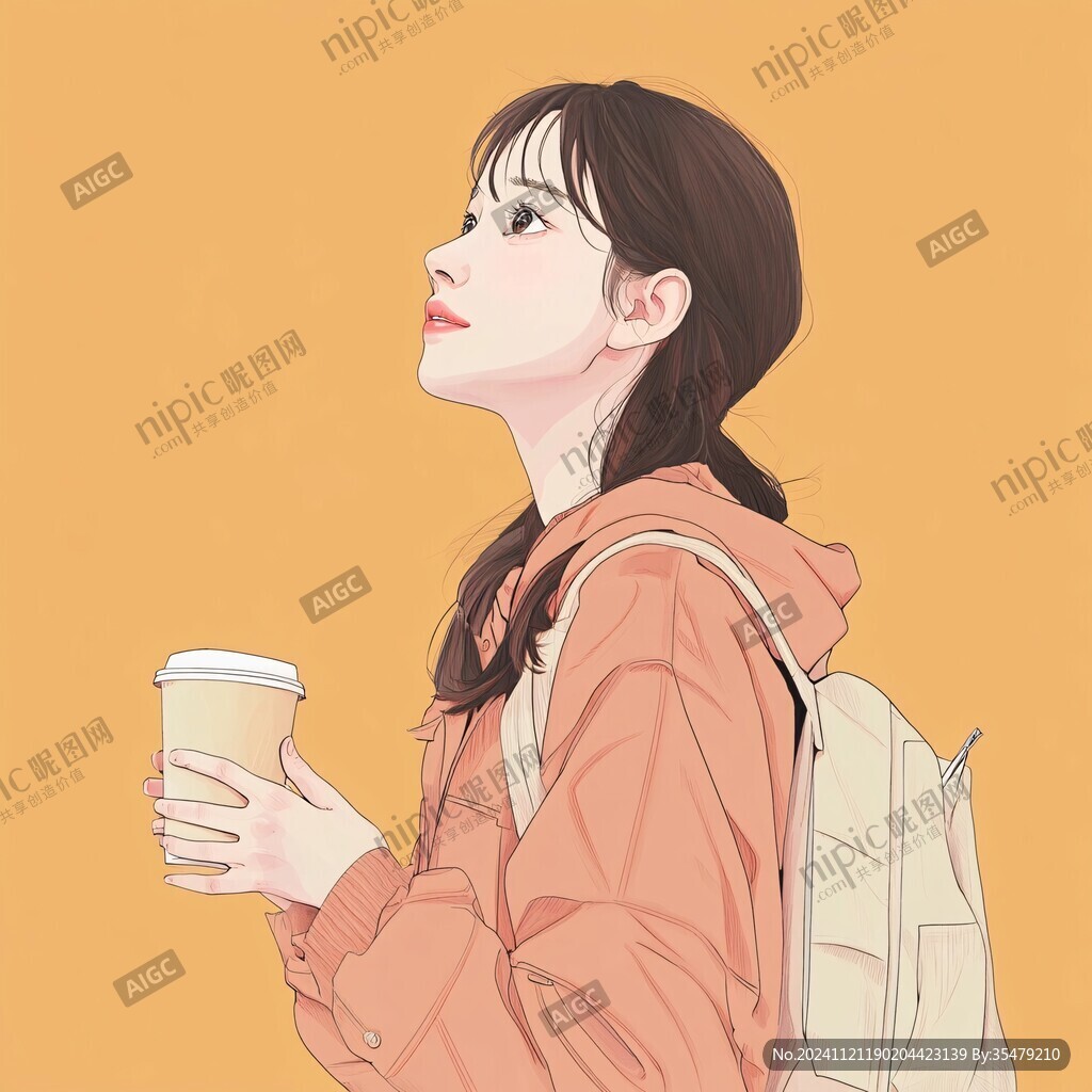 喝奶茶的女生