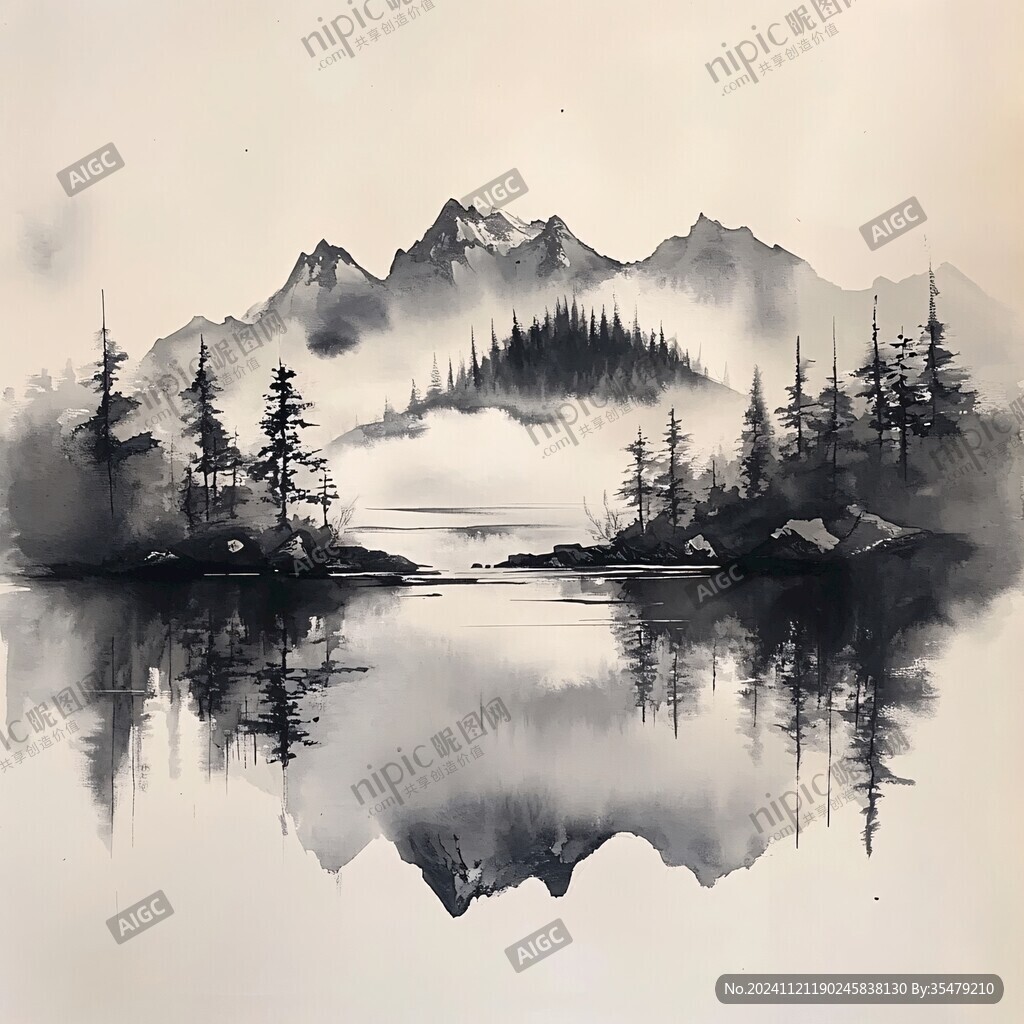 倒影創(chuàng)意山水畫