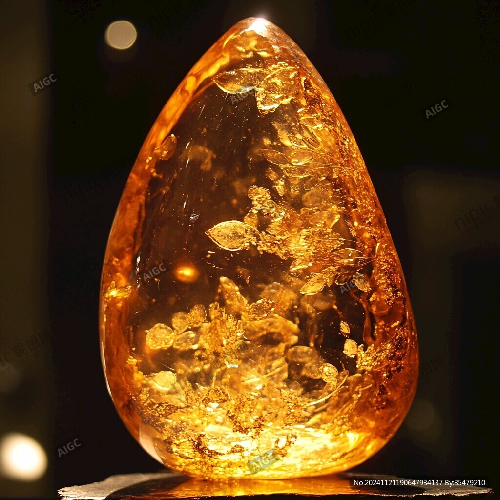 金發晶雕刻擺件