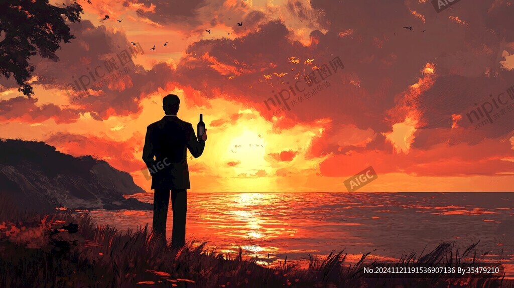 海邊吹薩克斯的男人