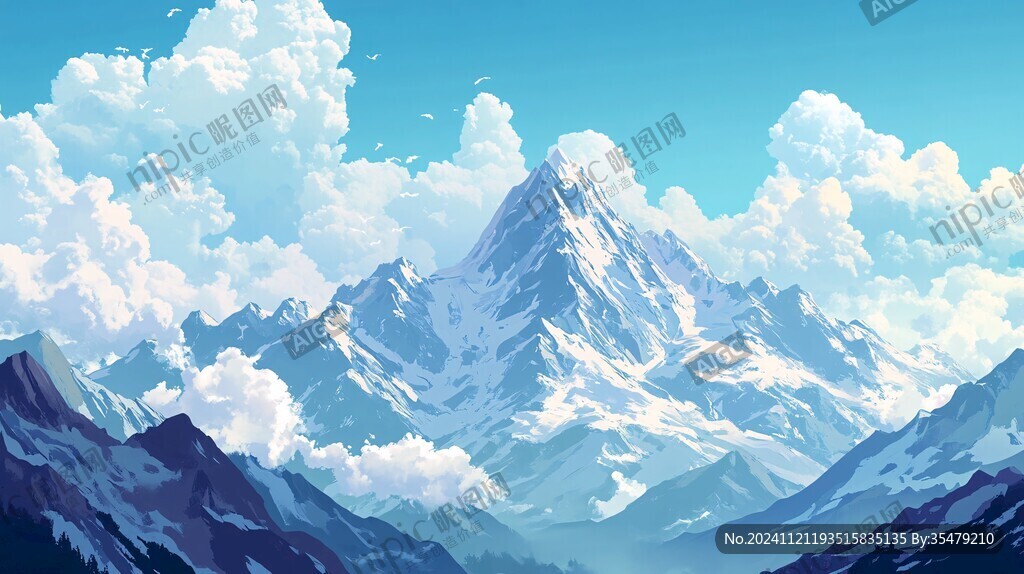插畫圖山插畫