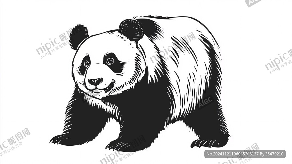 手繪插畫大熊貓