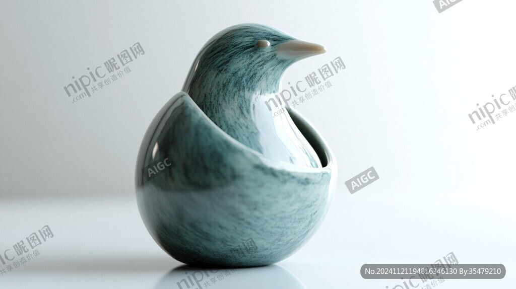 藍色小鳥擺件