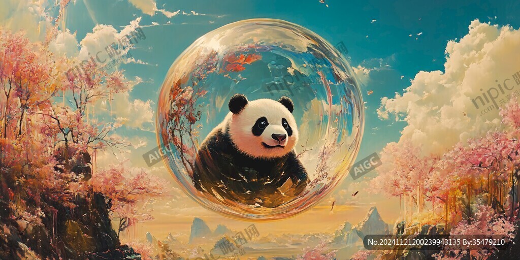寫實熊貓插畫