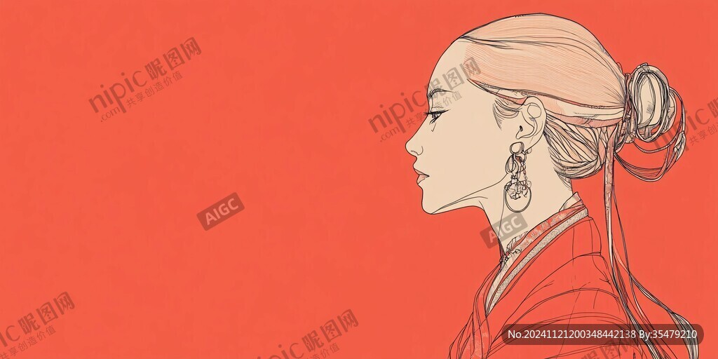 紅衣美人插畫(huà)