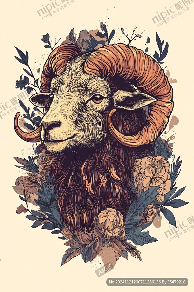 十二生肖羊插畫