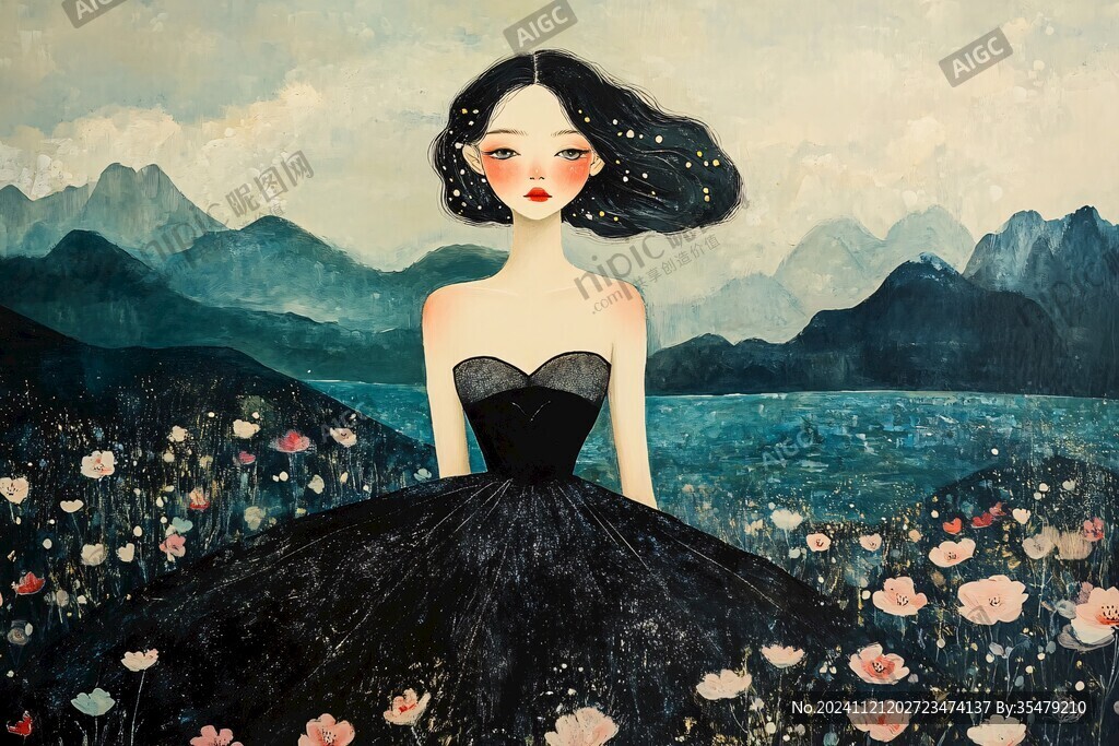 女性文藝插畫