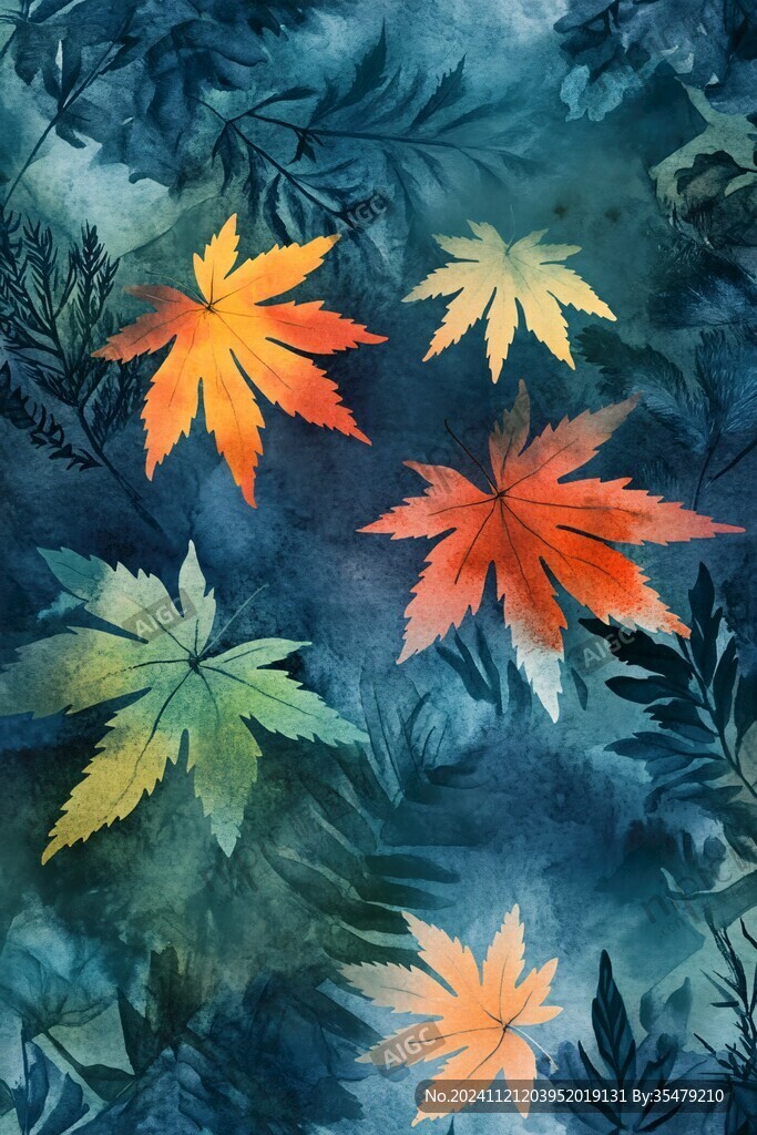 夢幻油畫楓葉圖案