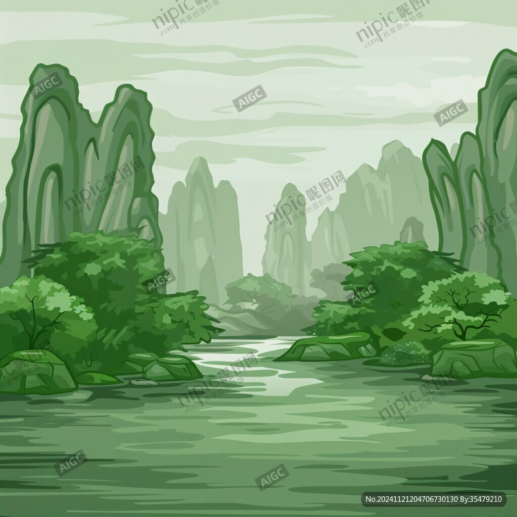 石林插畫宣傳素材背景