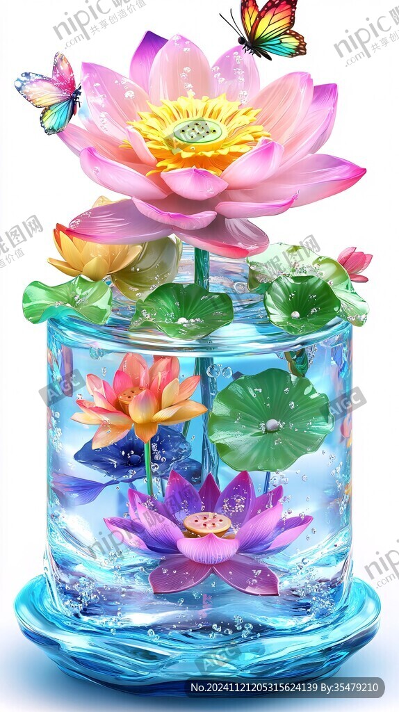 3d立體花卉荷花
