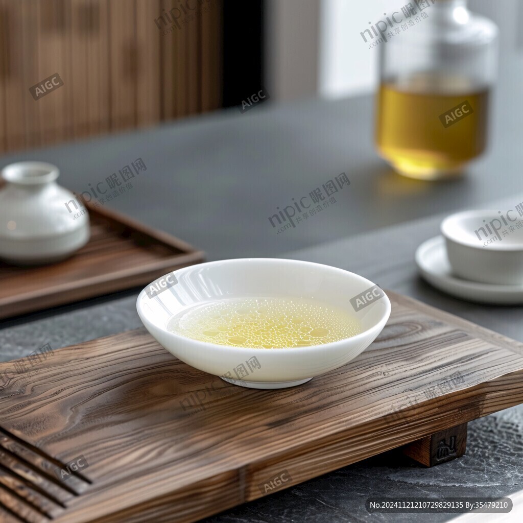 淡黃色琉璃茶托茶碗