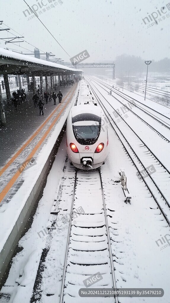 風雪中的動車組