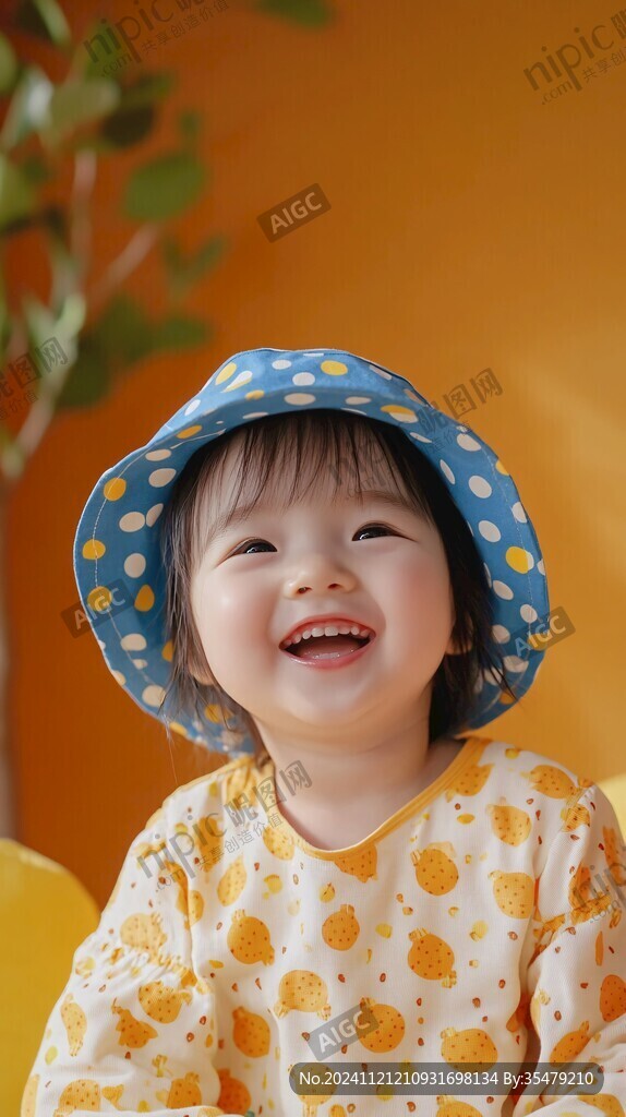黃色帽帽的寶寶