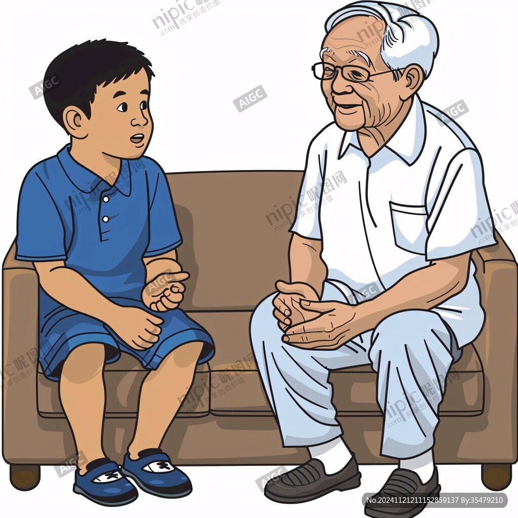 爺孫講故事插畫(huà)