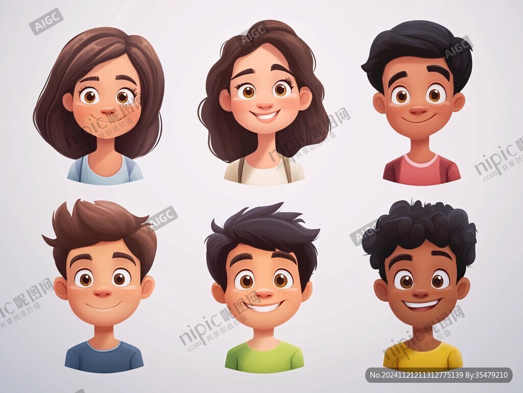 兒童頭像插畫