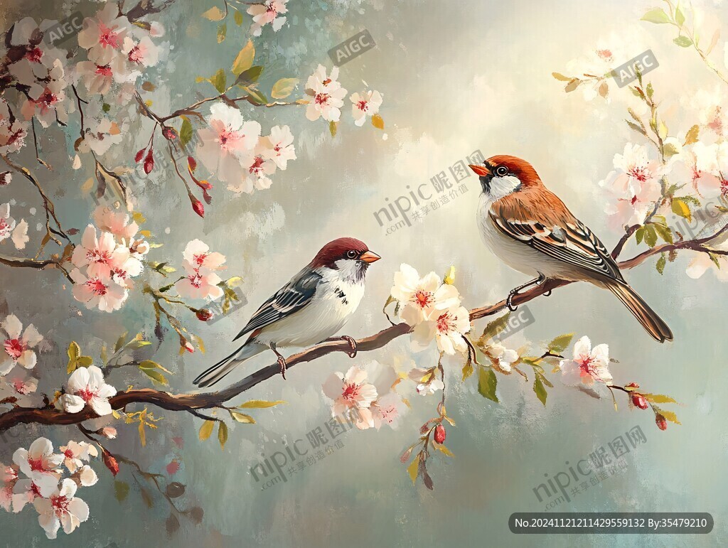 春天花鳥壁紙