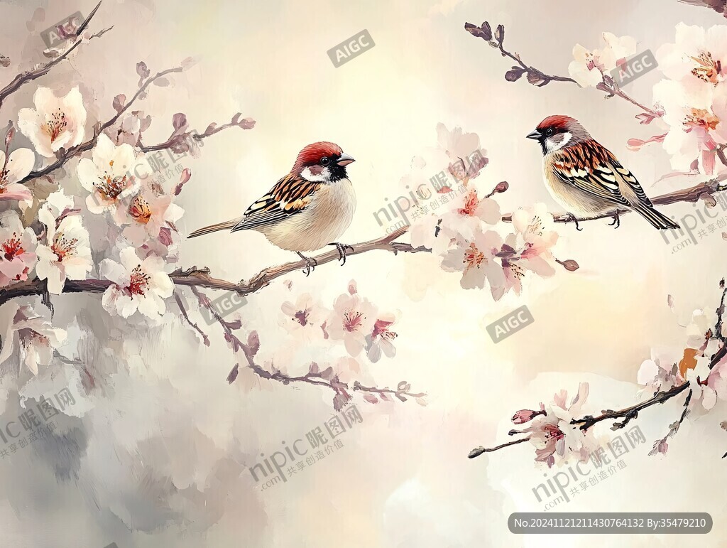 唯美花鳥風景畫