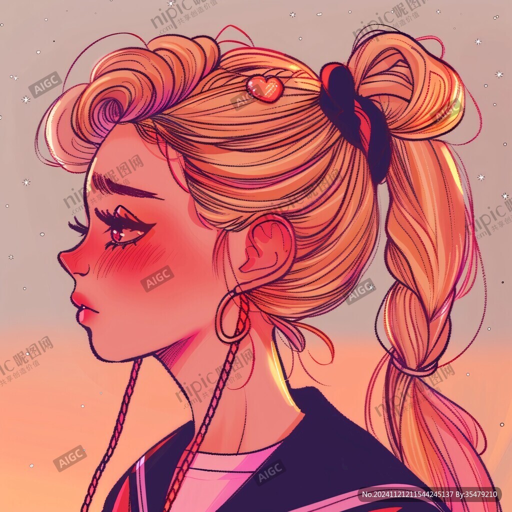 丸子頭插畫頭像