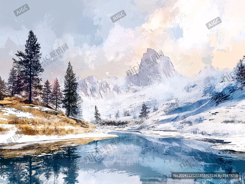 美麗山水風景繪畫風景