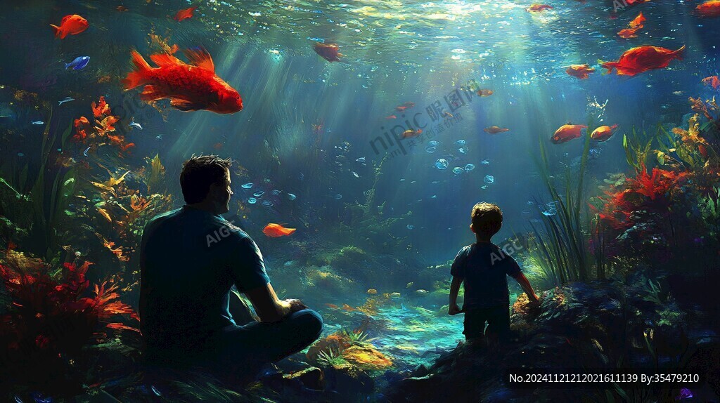 水族館看魚的小孩