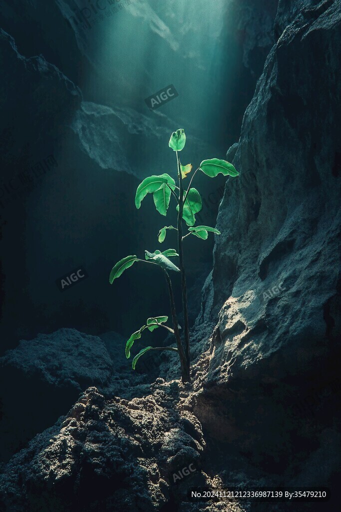 石縫中的樹苗