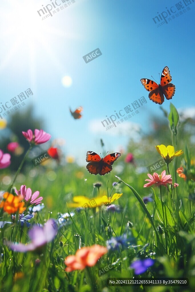 陽光鮮花草地