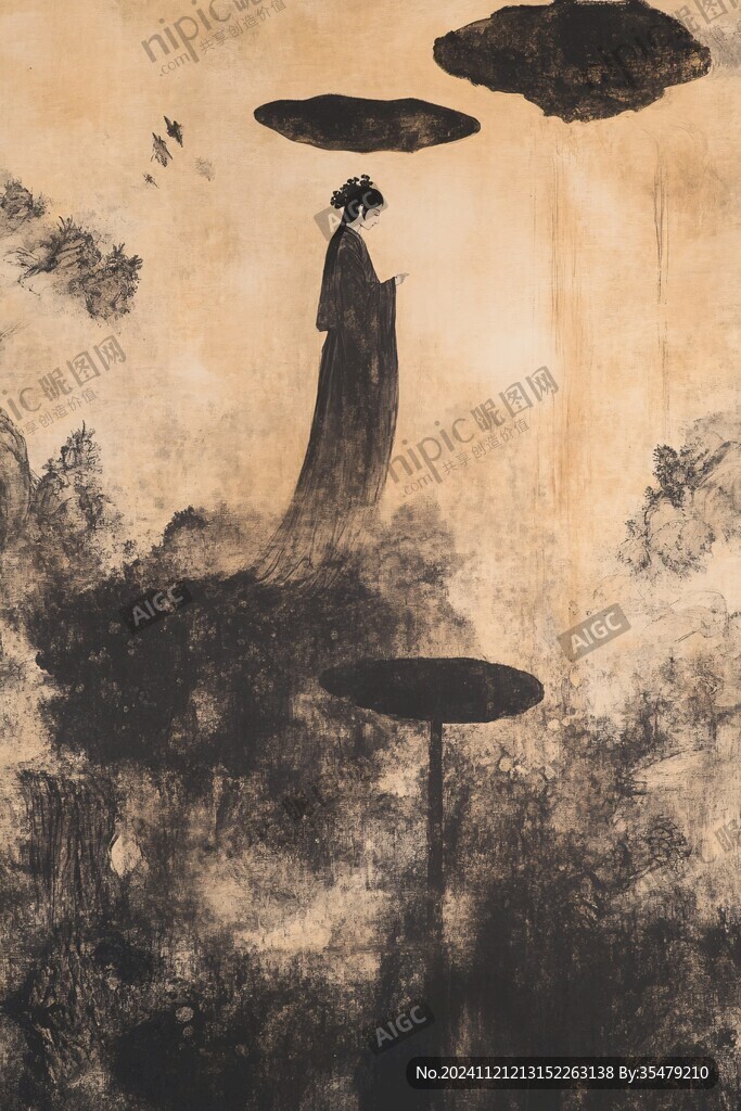 古風(fēng)人像水墨山水