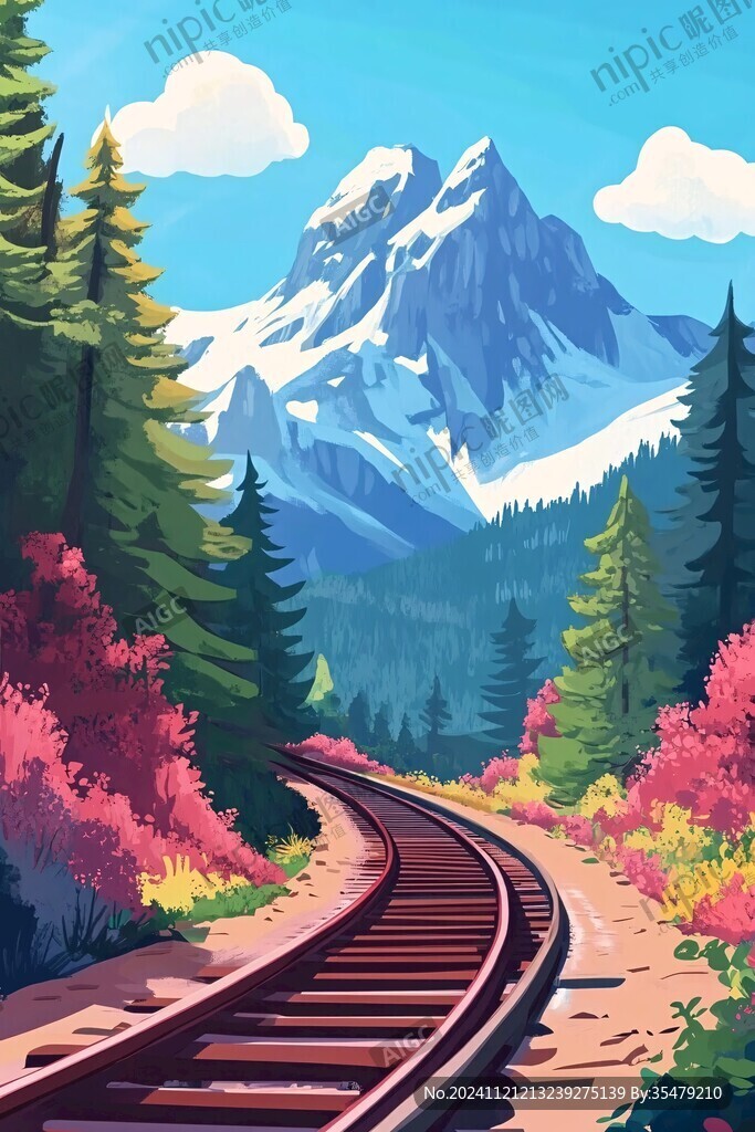 森林里行駛的火車