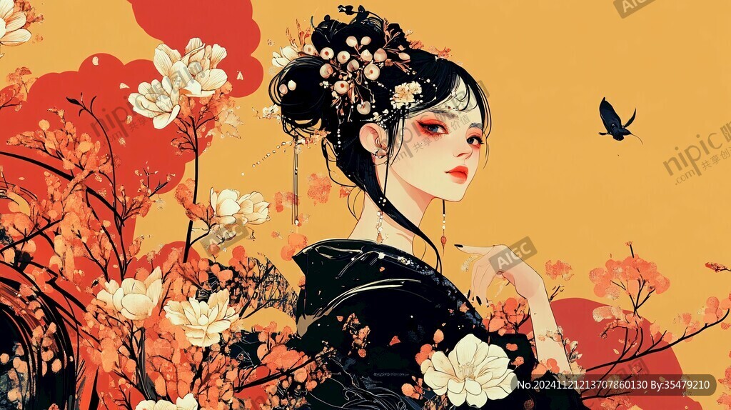 古風女孩插畫