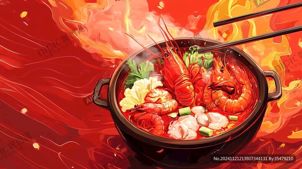 速熱火鍋插畫