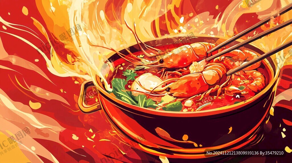 麻辣海鮮插畫