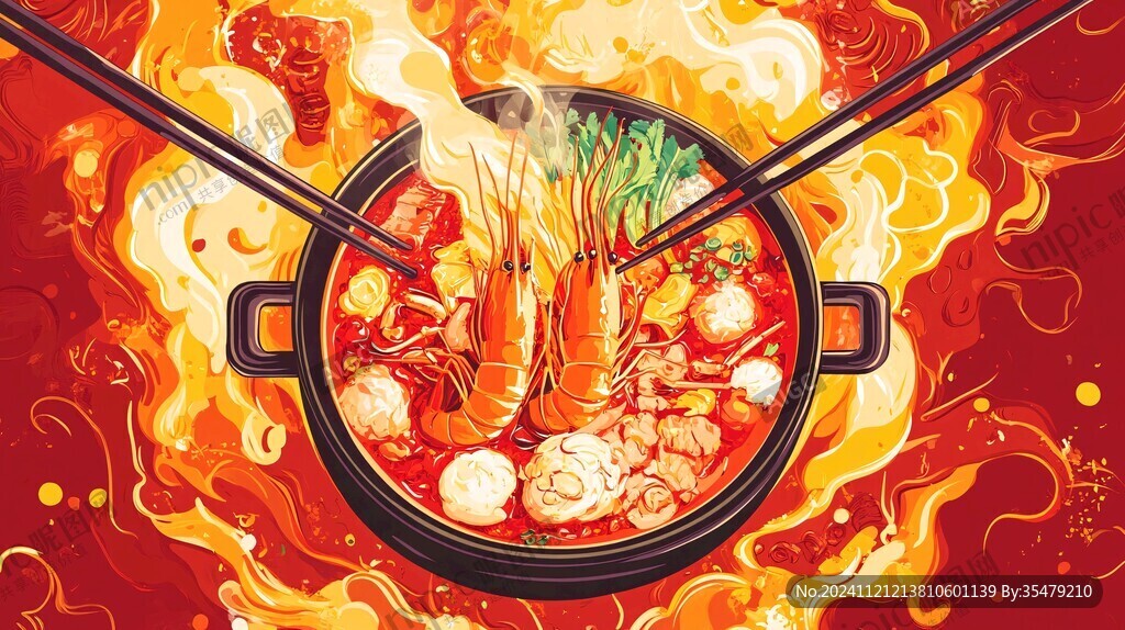 速熱火鍋插畫(huà)