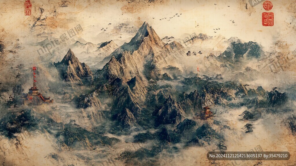 水墨數(shù)字畫山水畫壁紙