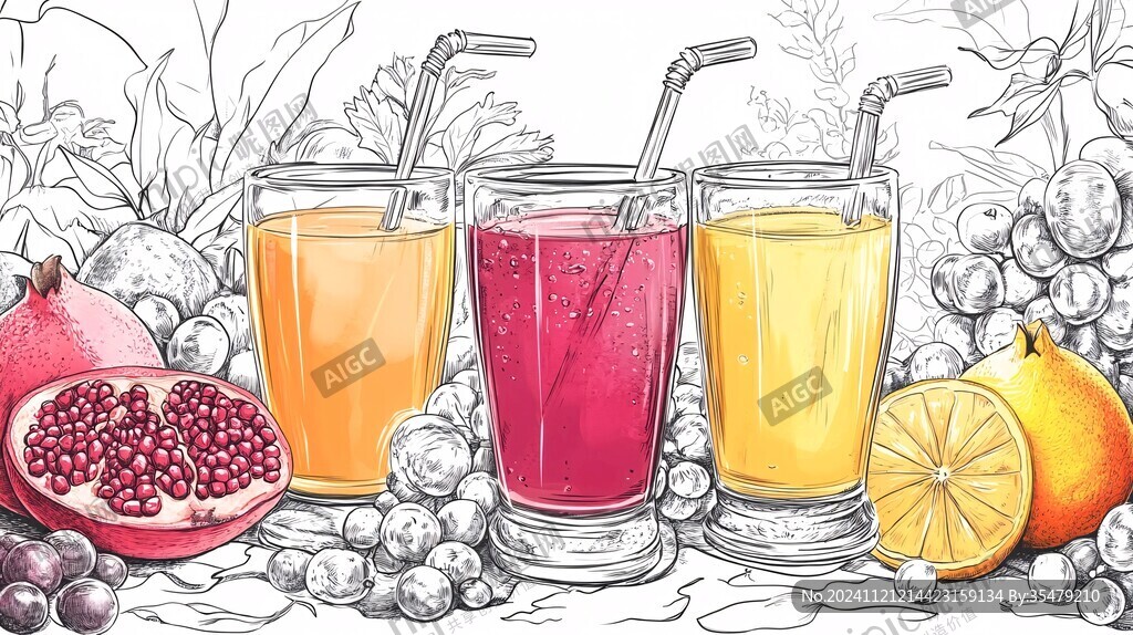 果汁系列插畫