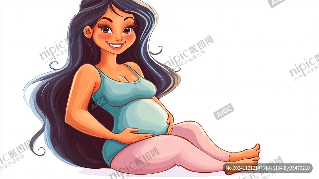 卡通孕婦插畫