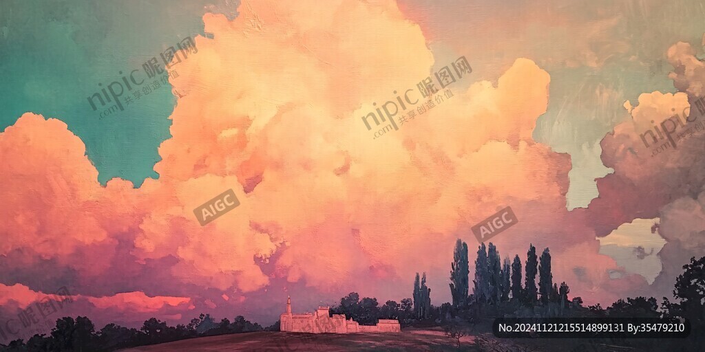 水彩效果暈開風(fēng)景