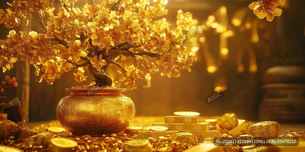 金色招財搖錢樹