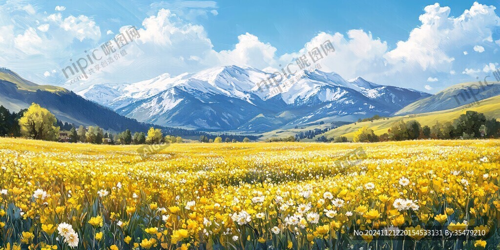 油菜花雪山