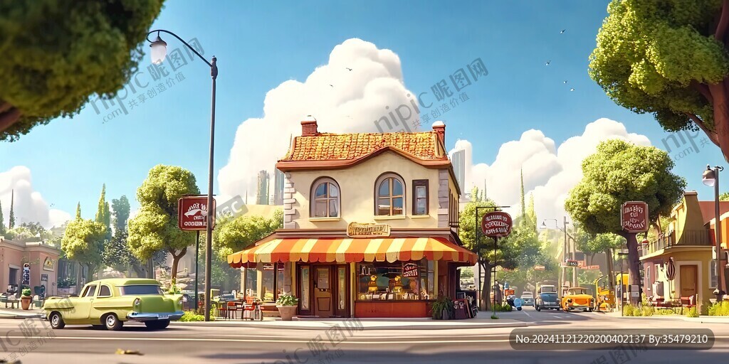 美式卡通風格場景