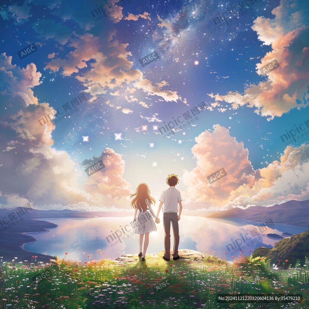 情侶看流星雨
