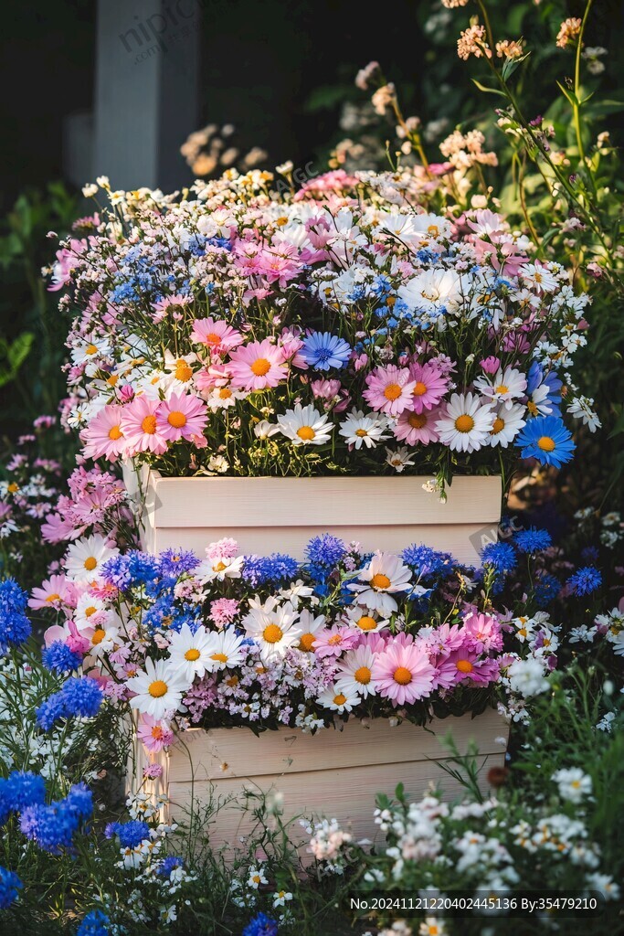秋天菊花花叢花箱