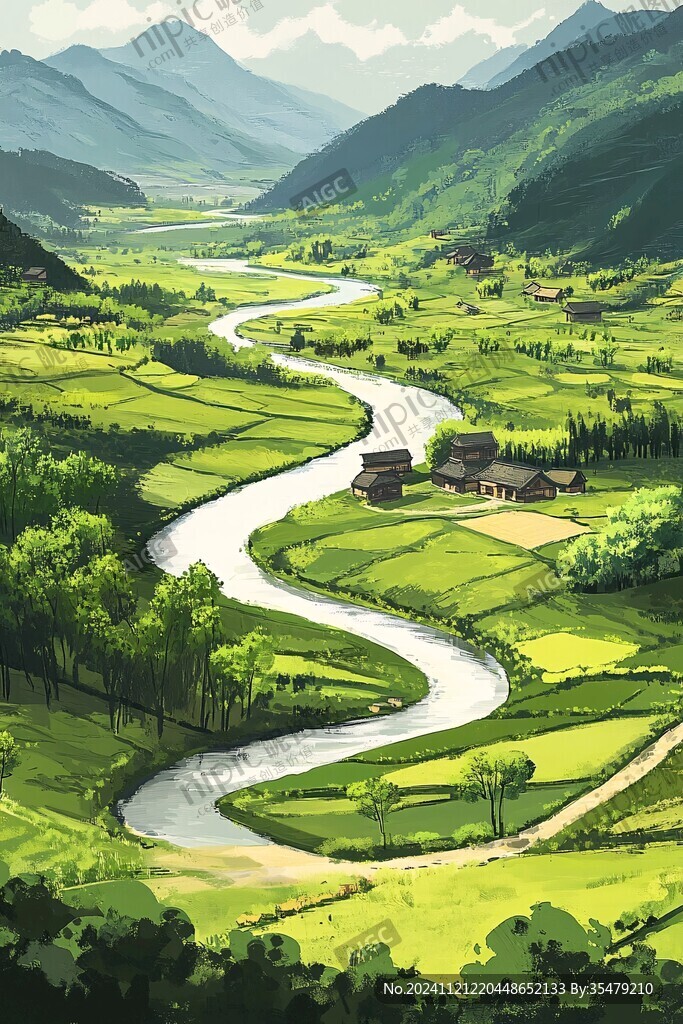 田園風(fēng)光插畫