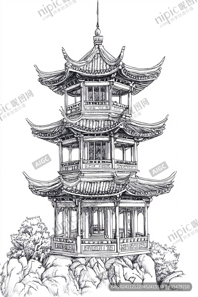 回瀾閣線描