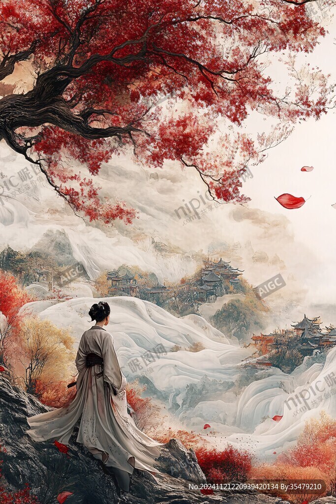 紅葉古風(fēng)插畫