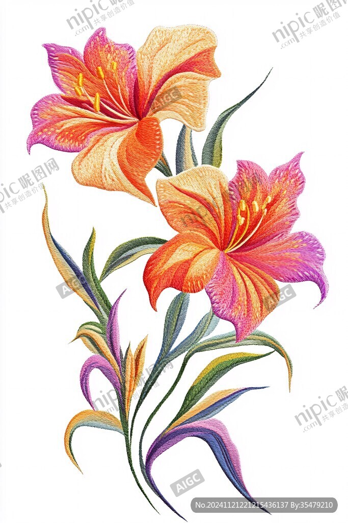 手繪百合花花卉