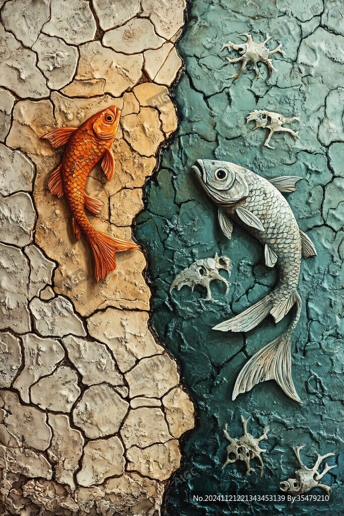 魚(yú)干花3d立體浮雕畫