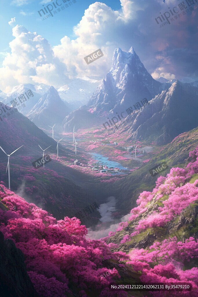 粉色的奇幻風景